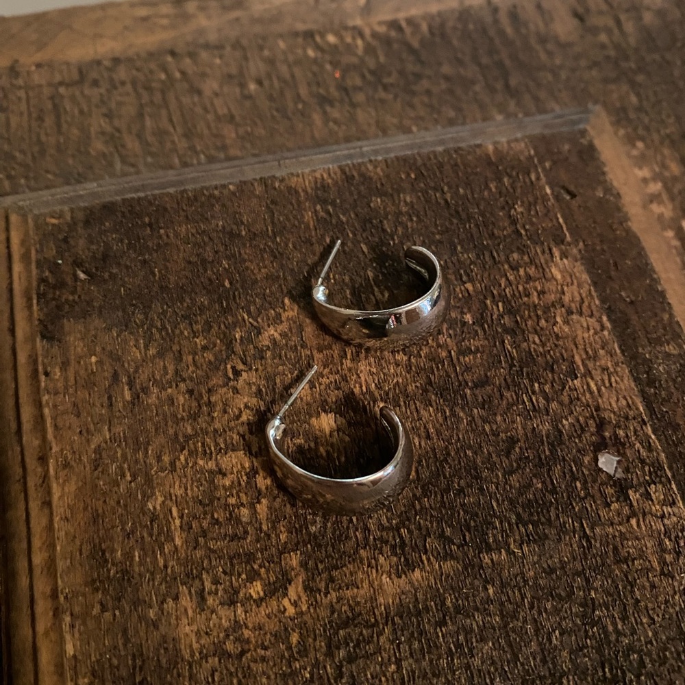 Silver crescent shape earrings
